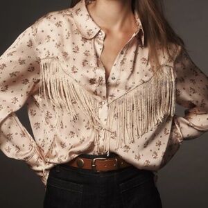 Anthropologie/Forever That Girl Western Fringe Shirt